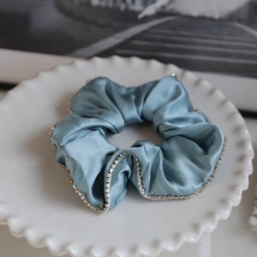 100% zijde oogverblindende haarscrunchie - 19 momme - diamantversiering - Glow and Vital