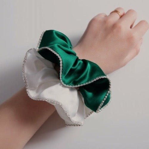 100% zijde oogverblindende haarscrunchie - 19 momme - diamantversiering - Glow and Vital