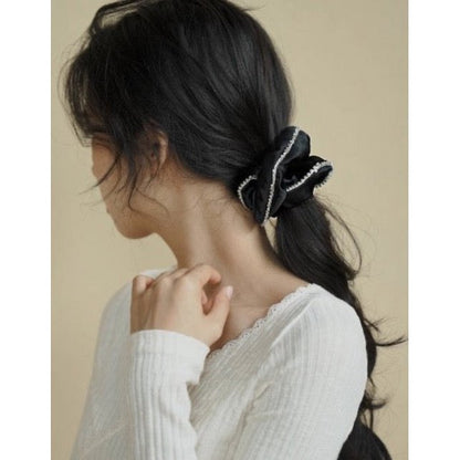 100% zijde oogverblindende haarscrunchie - 19 momme - diamantversiering - Glow and Vital