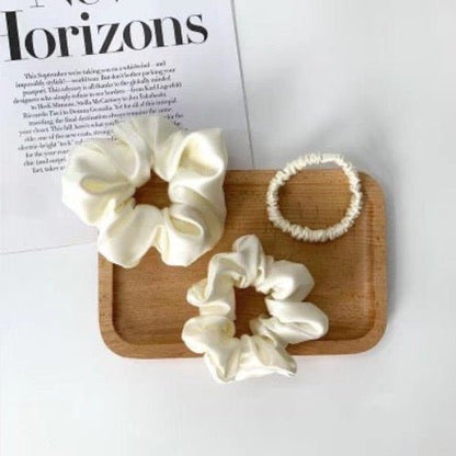 100% Zijden Scrunchie Set - 19 momme - Een set van 3 - Glow and Vital