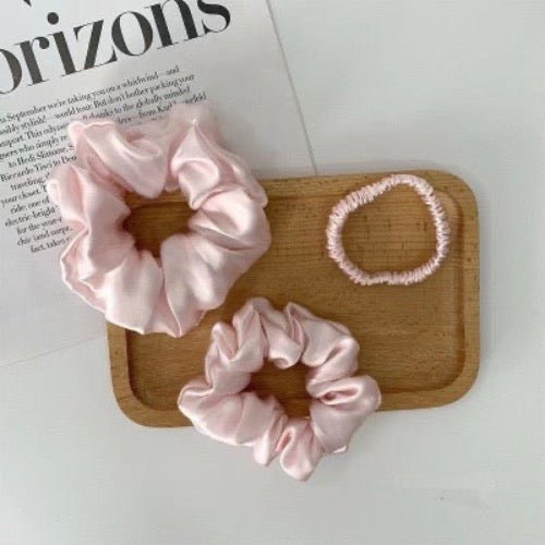 100% Zijden Scrunchie Set - 19 momme - Een set van 3 - Glow and Vital