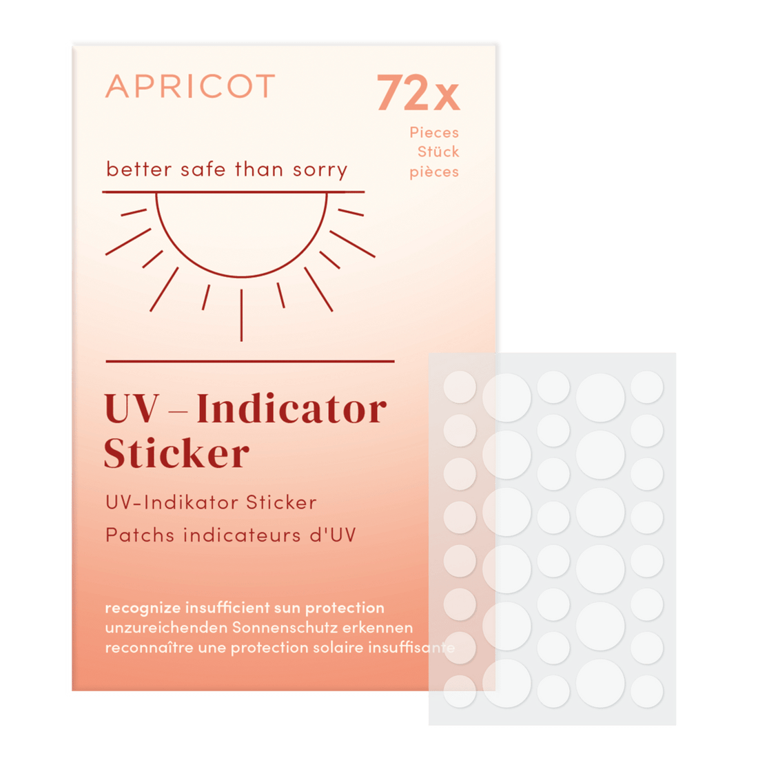 APRICOT UV Indicator Sticker - better safe than sorry - x72 - Glow and Vital