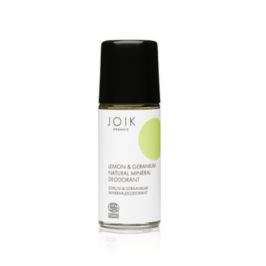 JOIK Organic Lemon &amp; Geranium Vegan Mineral Deodorant 50ml glass bottle - Glow and Vital