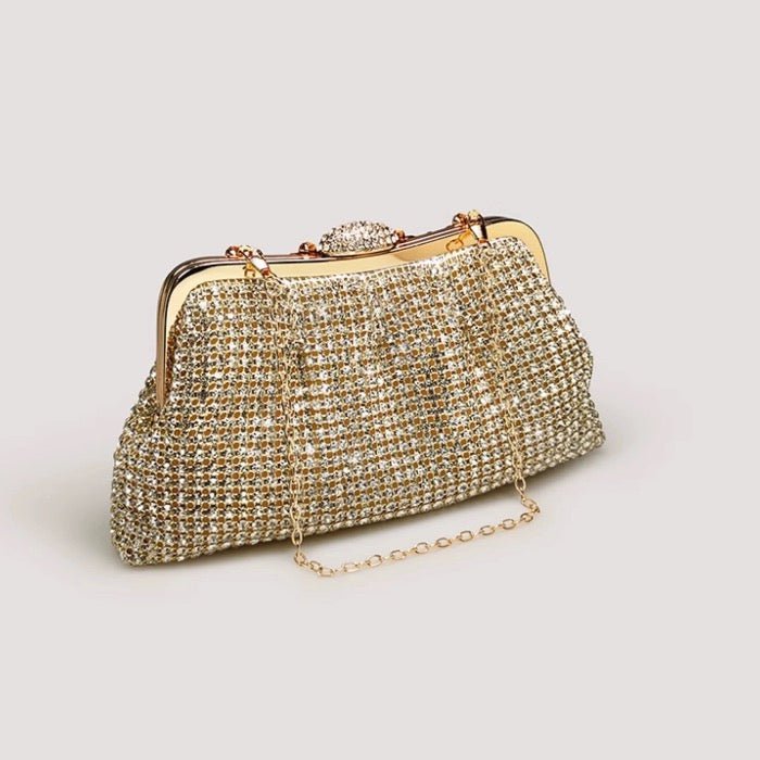 Luxe clutch met diamantlook, goud en zilver - Glow and Vital