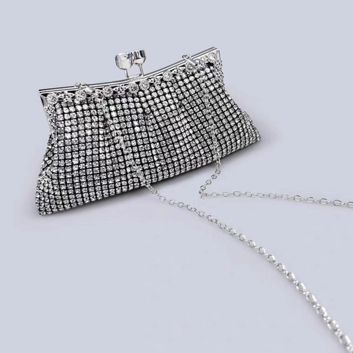 Luxe clutch met diamantlook, goud en zilver - Glow and Vital