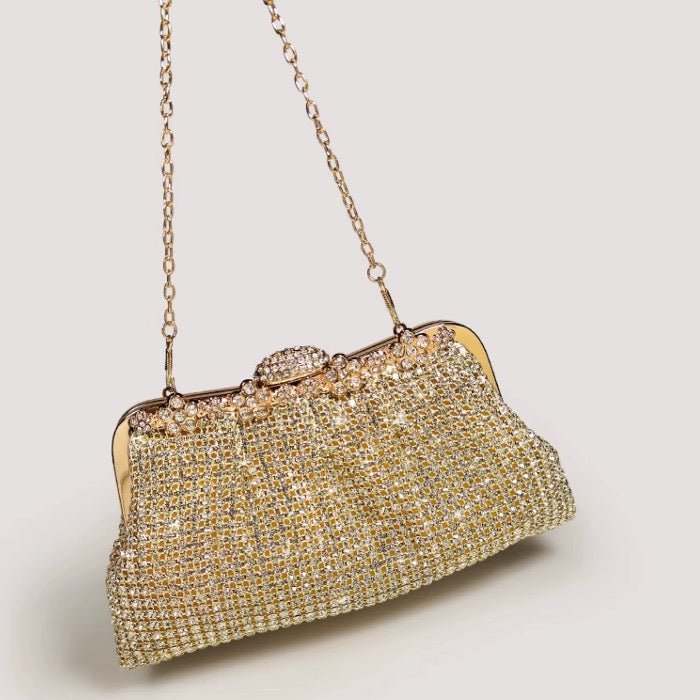 Luxe clutch met diamantlook, goud en zilver - Glow and Vital