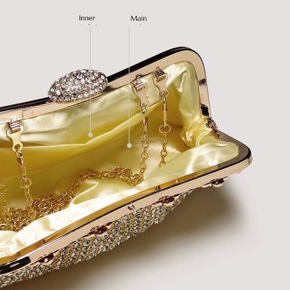 Luxe clutch met diamantlook, goud en zilver - Glow and Vital