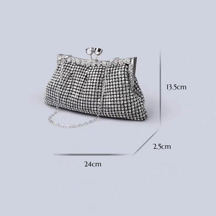 Luxe clutch met diamantlook, goud en zilver - Glow and Vital