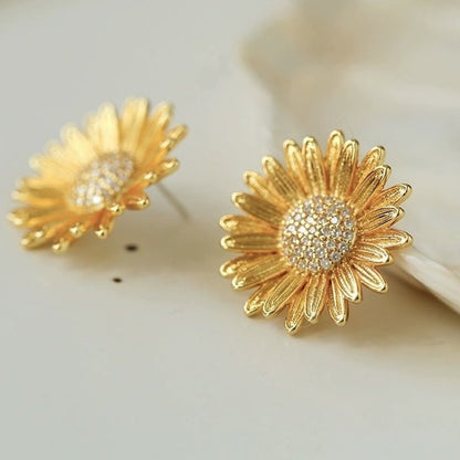 Moderne vintage zonnebloem liefde oorstekers - Glow and Vital