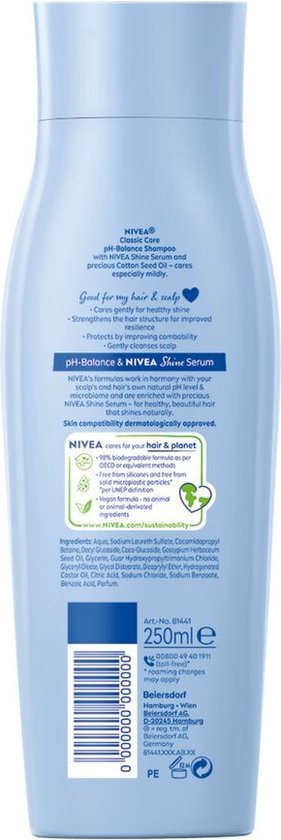 NIVEA Classic Care Shampoo - 250 ml - Glow and Vital