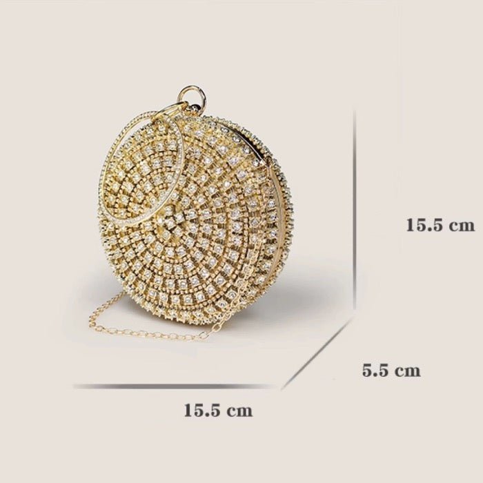 Oogverblindende ronde clutch met diamantlook - Glow and Vital