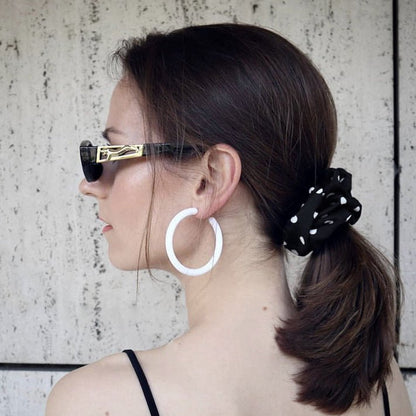 Polka Dot 100% zijden haarscrunchie - 6 cm breed - Glow and Vital