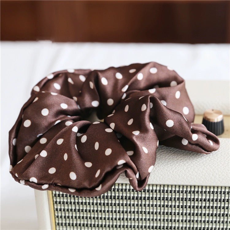 Polka Dot 100% zijden haarscrunchie - 6 cm breed - Glow and Vital