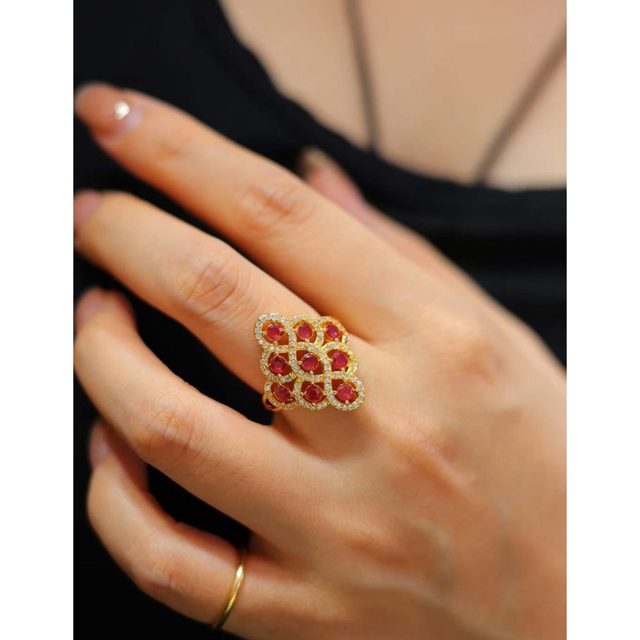 Real Ruby Royal Frame Ring - Adjustable - Glow and Vital